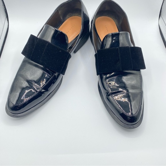 Zara Trafaluc Glossy Black Women’s Loafers with Velvet Bow EU 39 - Picture 3 of 16